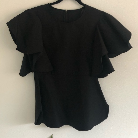 CO. Label Ruffled Short-Sleeve Peplum Blouse - Picture 3 of 6
